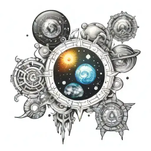 Chakra Planets Galaxy Universe HandOfGod tattoo design idea