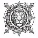 lion compass family initials crest   tattoo design idea