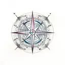 siren with world map with compass and wind rose tattoo design idea