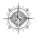 siren with world map with compass and wind rose tattoo design idea