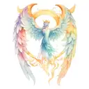 Valkyrie wings water fire "live with intention" tattoo design idea
