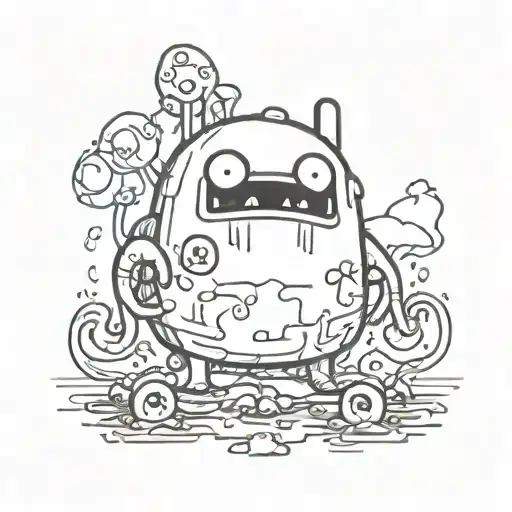 a cybersigilism tattoo design of golb from Adventure Time tattoo design idea