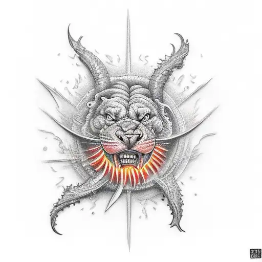 Noah's ark engulfed in passionate flames tattoo design idea