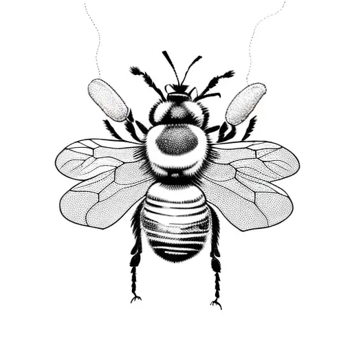 A linework tattoo of a bumblebee surrounded by an ornate picture frame, like an art gallery tattoo design idea