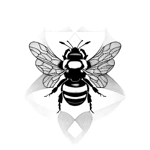 A linework tattoo of a bumblebee inside an ornate picture frame, like an art gallery tattoo design idea