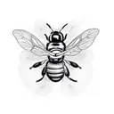 A linework tattoo of a bumblebee surrounded by an ornate picture frame, like an art gallery tattoo design idea