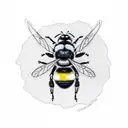 A linework tattoo of a bumblebee surrounded by an ornate picture frame, like an art gallery tattoo design idea