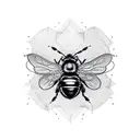 A linework tattoo of a bumblebee surrounded by an ornate picture frame, like an art gallery tattoo design idea