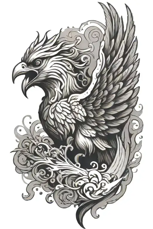 angel bird filler with smoke rising tattoo design idea