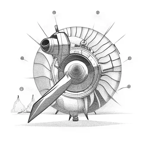 wrenches crossed in front of a jet engine tattoo design idea