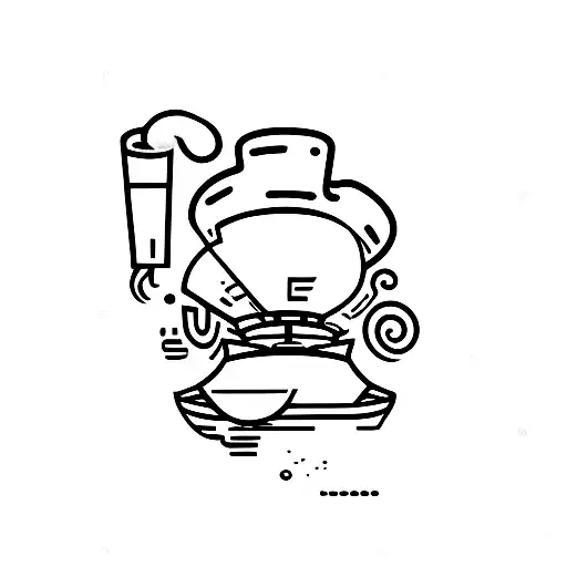 a shrimp with a chefs hat that is frying rice in a wok tattoo design idea