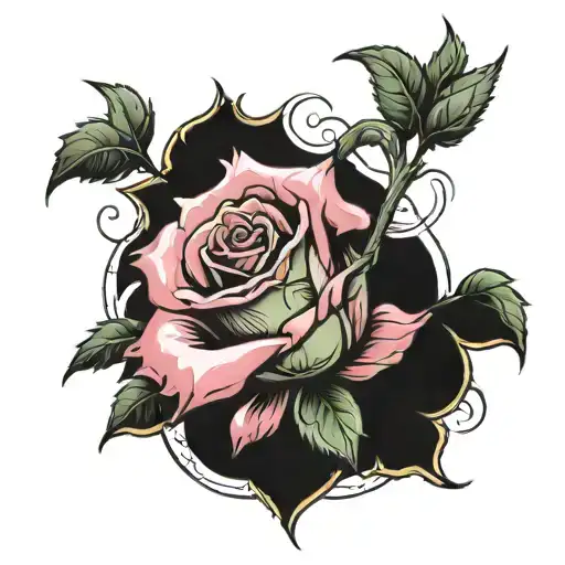 Amity with a rose  side of heqd tattoo design idea