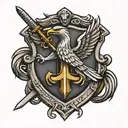 Anchor Eagle Shield*:     - An anchor with an eagle perched on top, surrounded by a shield with a sword and dagger cross tattoo design idea