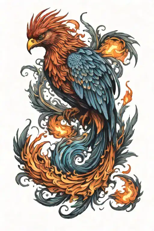 phoenix fire water darken everything add tattoo design idea