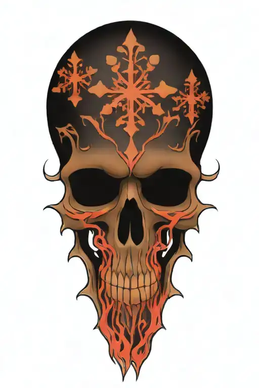 snowflake skull tattoo design idea