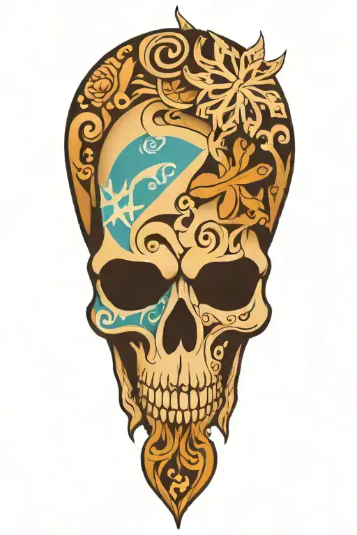 snowflake maori Skull tattoo design idea