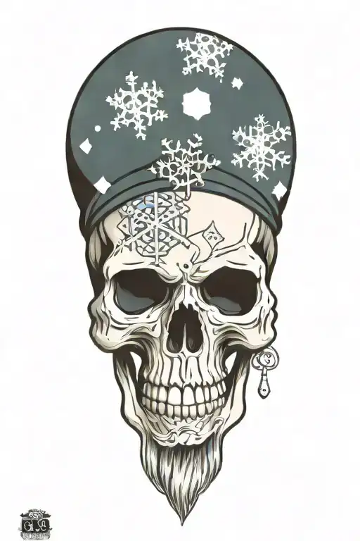 snowflake skull tattoo design idea