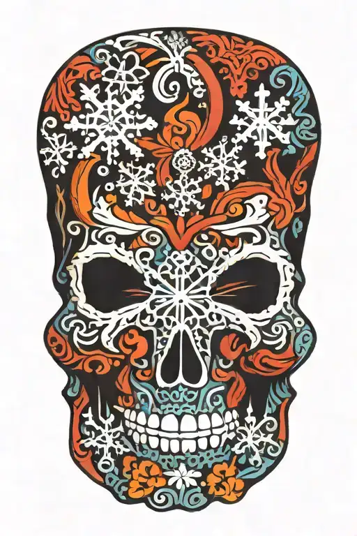 snowflake maori skull tattoo design idea