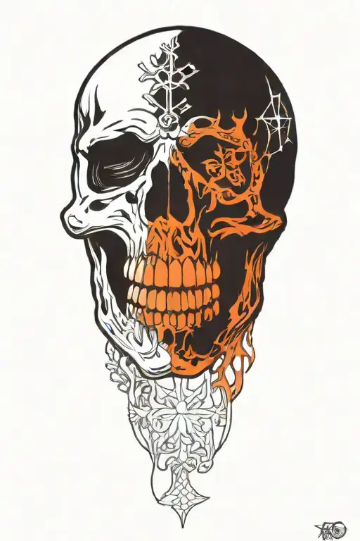 snowflake skull tattoo design idea