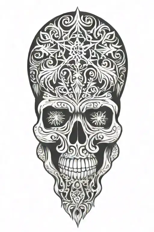 snowflake maori Skull tattoo design idea