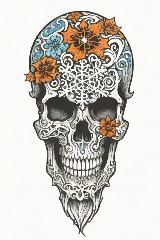 snowflake skull tattoo design idea