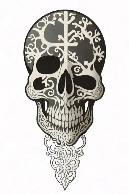 snowflake maori Skull tattoo design idea