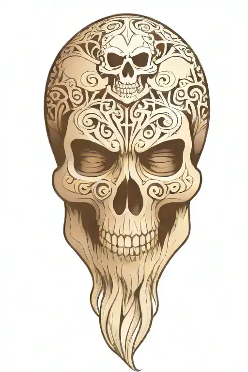 snowflake maori Skull tattoo design idea