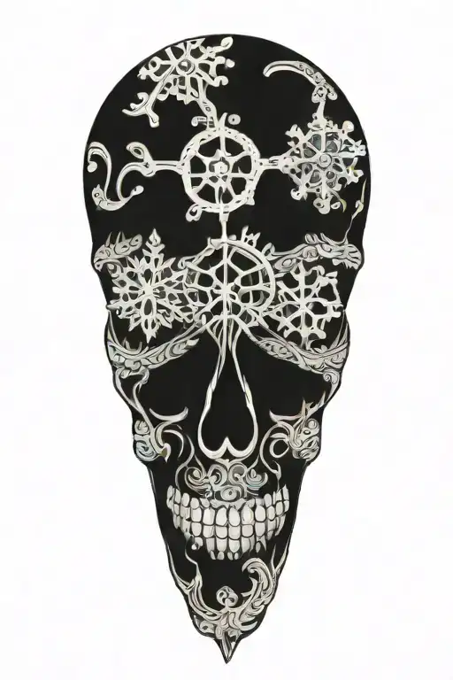 snowflake maori Skull tattoo design idea