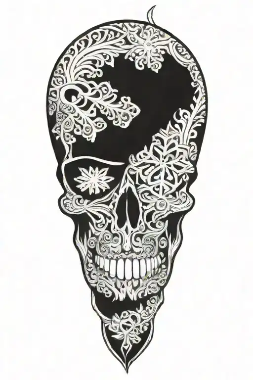 snowflake maori Skull tattoo design idea