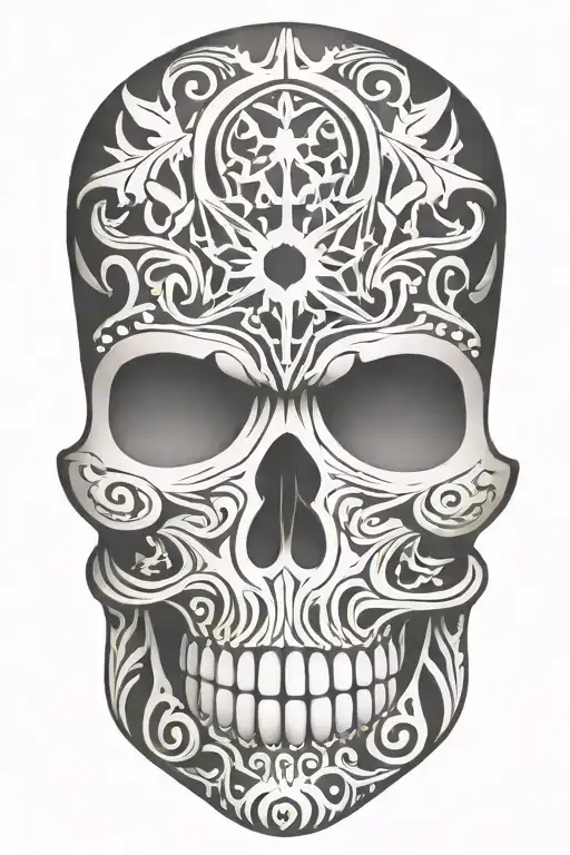 snowflake maori skull tattoo design idea