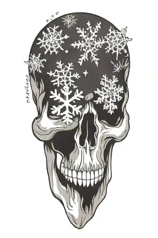 snowflake skull tattoo design idea