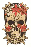 snowflake maori skull tattoo design idea
