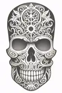 snowflake maori skull tattoo design idea