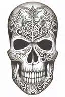 snowflake maori skull tattoo design idea