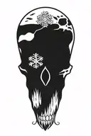 snowflake skull tattoo design idea