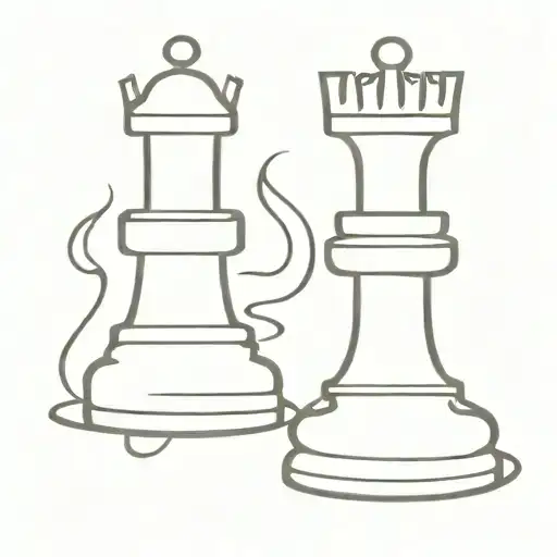 knight and queen chess pieces tattoo design idea