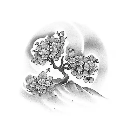 cherry blossom and dark depression  tattoo design idea