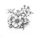 Flower strawberries cherry blossom and dark motive for someone who has gone through a lot tattoo design idea