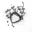 Flower strawberries cherry blossom and dark motive for someone who has gone through a lot tattoo design idea