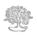 Tree of Life, with Durian, meeple, running shoes, Cross, love heart  tattoo design idea