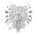 Tree of Life, with Durian, meeple, running shoes, Cross, love heart  tattoo design idea