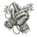 praying hand with rosary wrapped loosely tattoo design idea