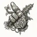 praying hand with rosary wrapped loosely tattoo design idea