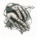 praying hand with rosary wrapped loosely tattoo design idea