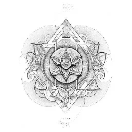 To represent plant medicine, include organic shapes and patterns inspired by plants, vines, leaves, or DMT molecule tattoo design idea