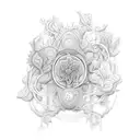 To represent plant medicine, include organic shapes and patterns inspired by plants, vines, leaves, or DMT molecule tattoo design idea