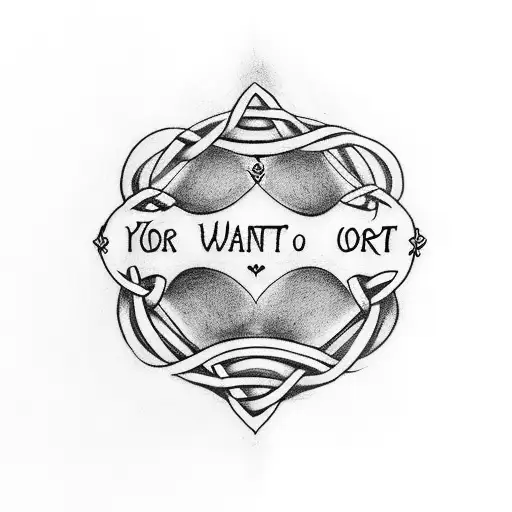Tattoo with the words "I care not for your poetry. I only want your hand to hold" and a Celtic heart knot tattoo design idea