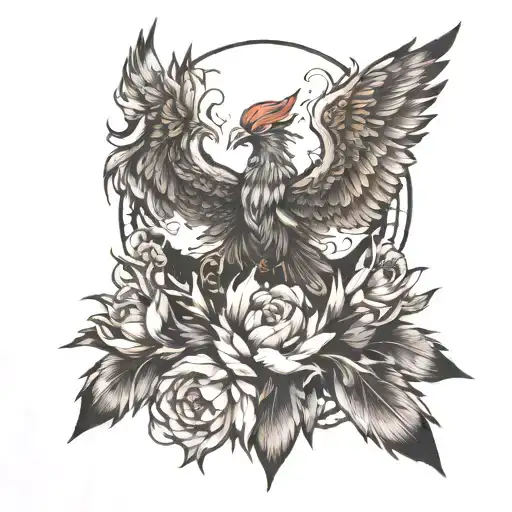 Phoenix rising from ashes tattoo design idea