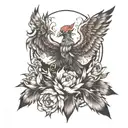 Phoenix rising from ashes tattoo design idea
