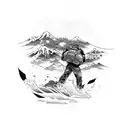 A Toyota Supra speeding through a Japanese landscape with musical notes trailing behind tattoo design idea